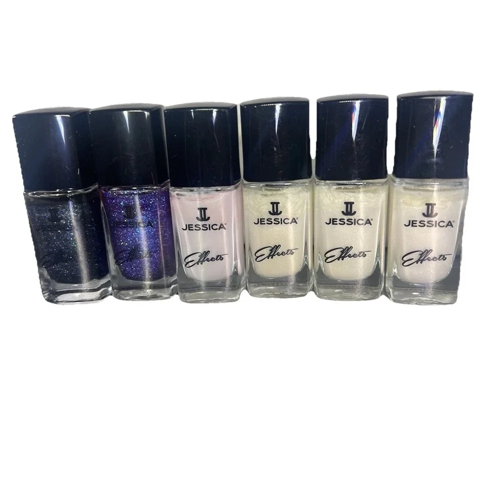 Jessica Effects ‎ Lacquer Polish, Lot Of 6 Glitter/Sparkle Combo Strengths Nails